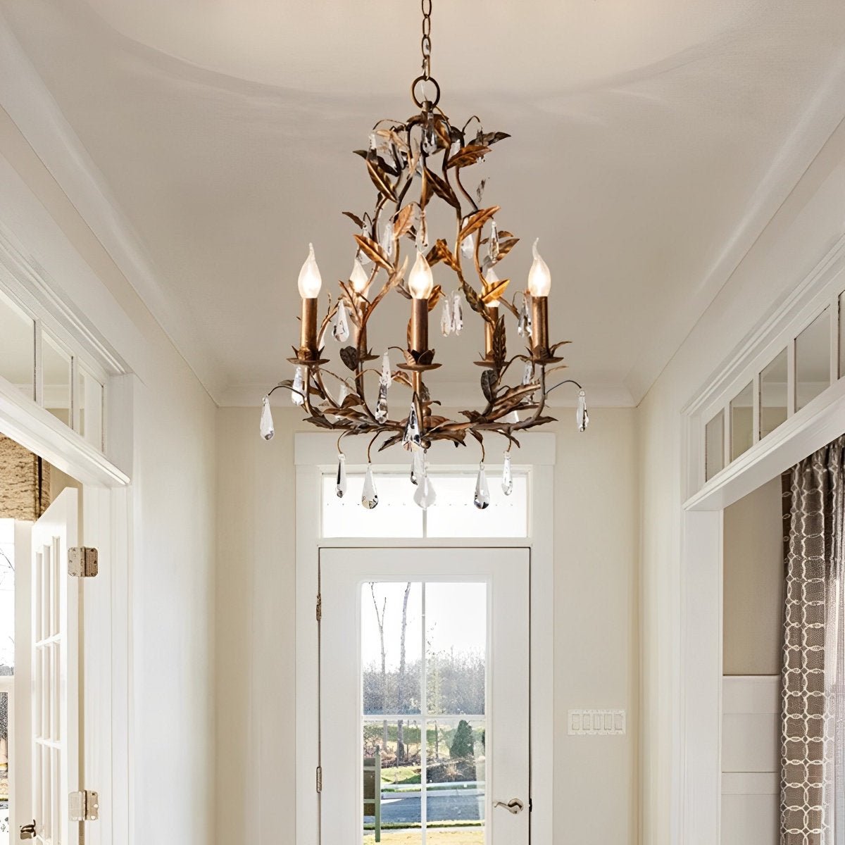 Gold Vintage Leaf Branch Crystal Chandelier Lights - Flare Shack