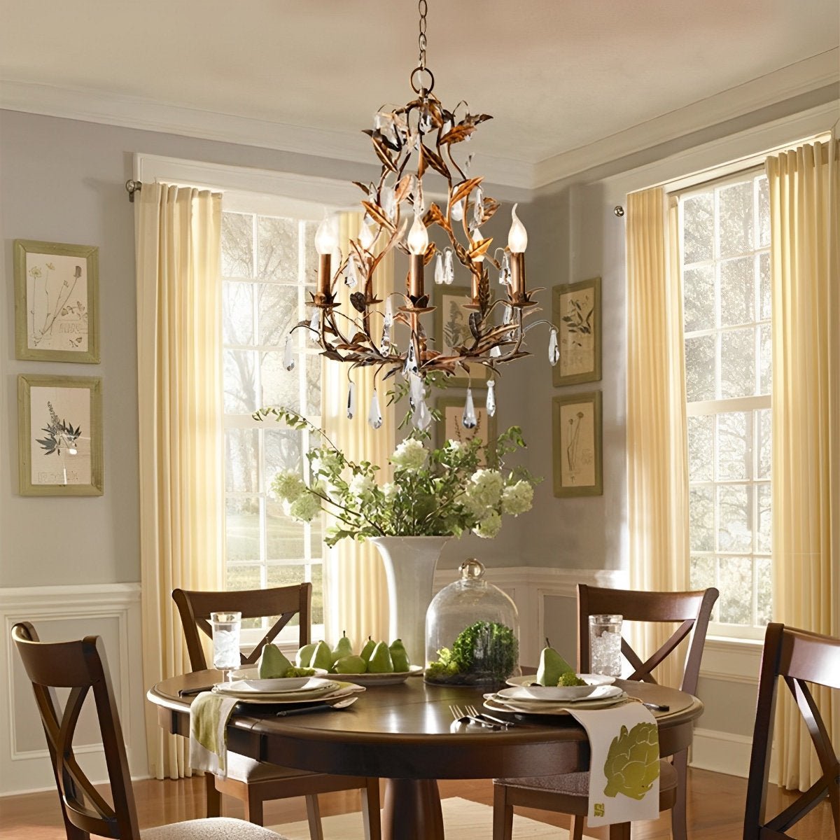 Gold Vintage Leaf Branch Crystal Chandelier Lights - Flare Shack