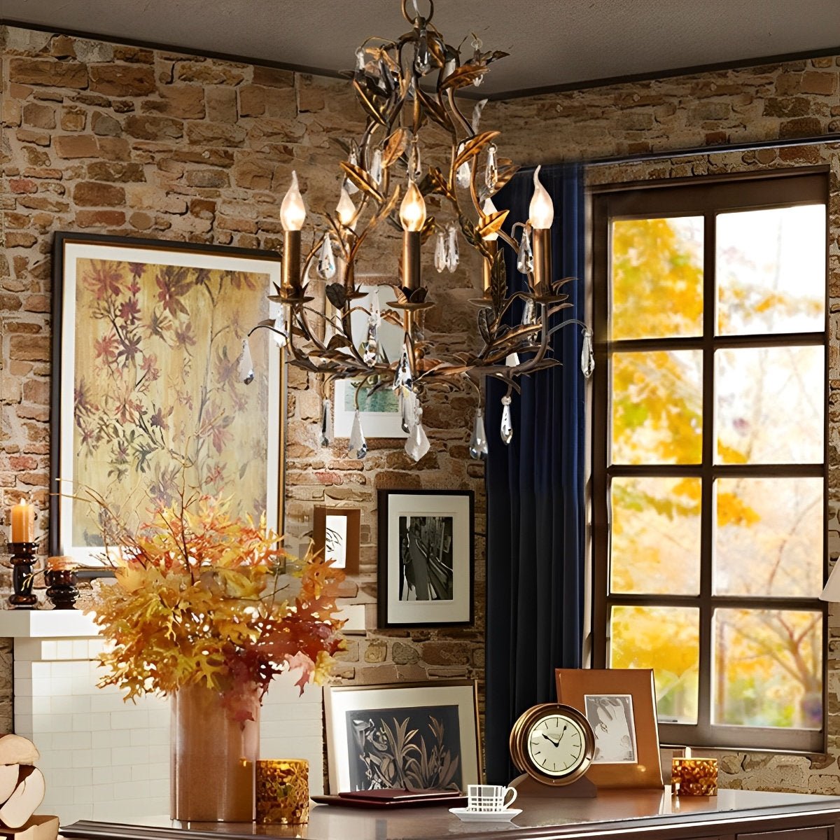 Gold Vintage Leaf Branch Crystal Chandelier Lights - Flare Shack