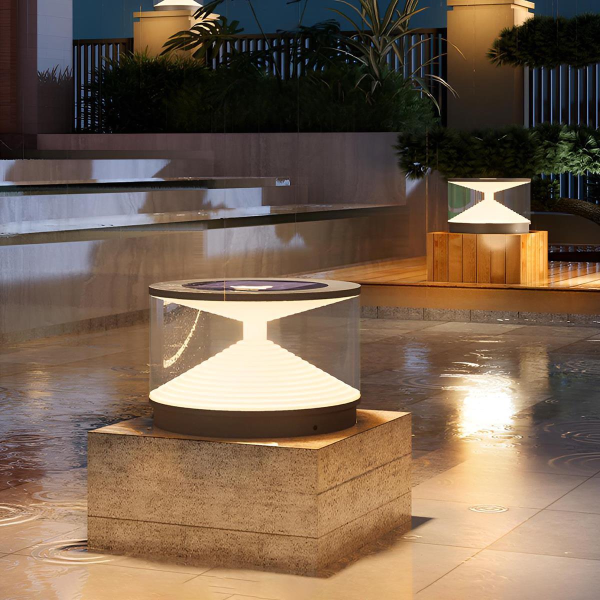 Gray Waterproof Solar Hourglass Outdoor Post Lights - Flare Shack