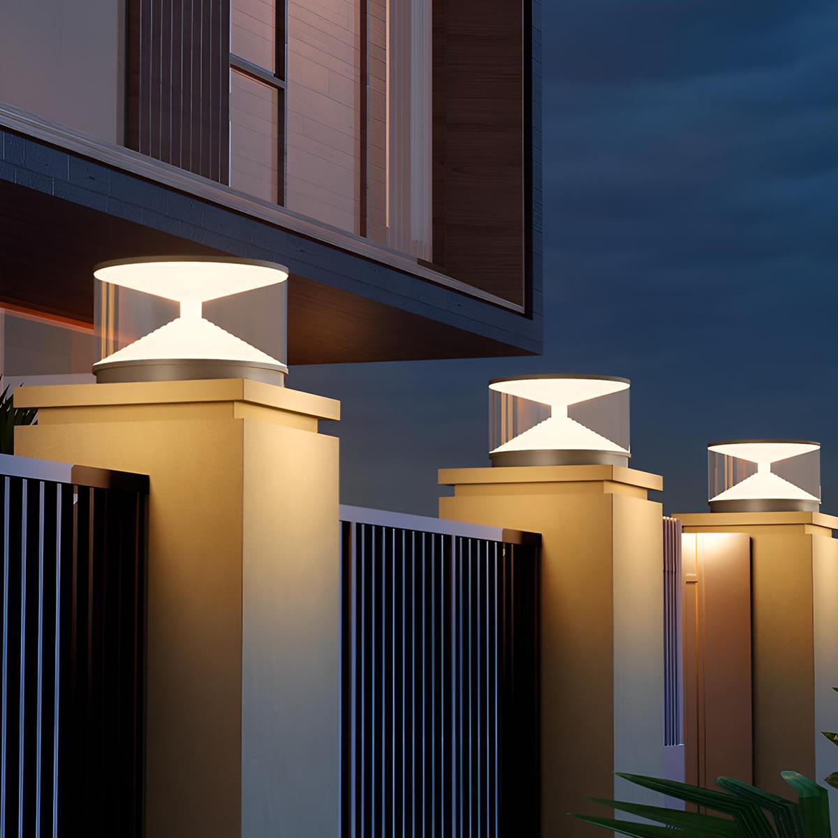 Gray Waterproof Solar Hourglass Outdoor Post Lights - Flare Shack