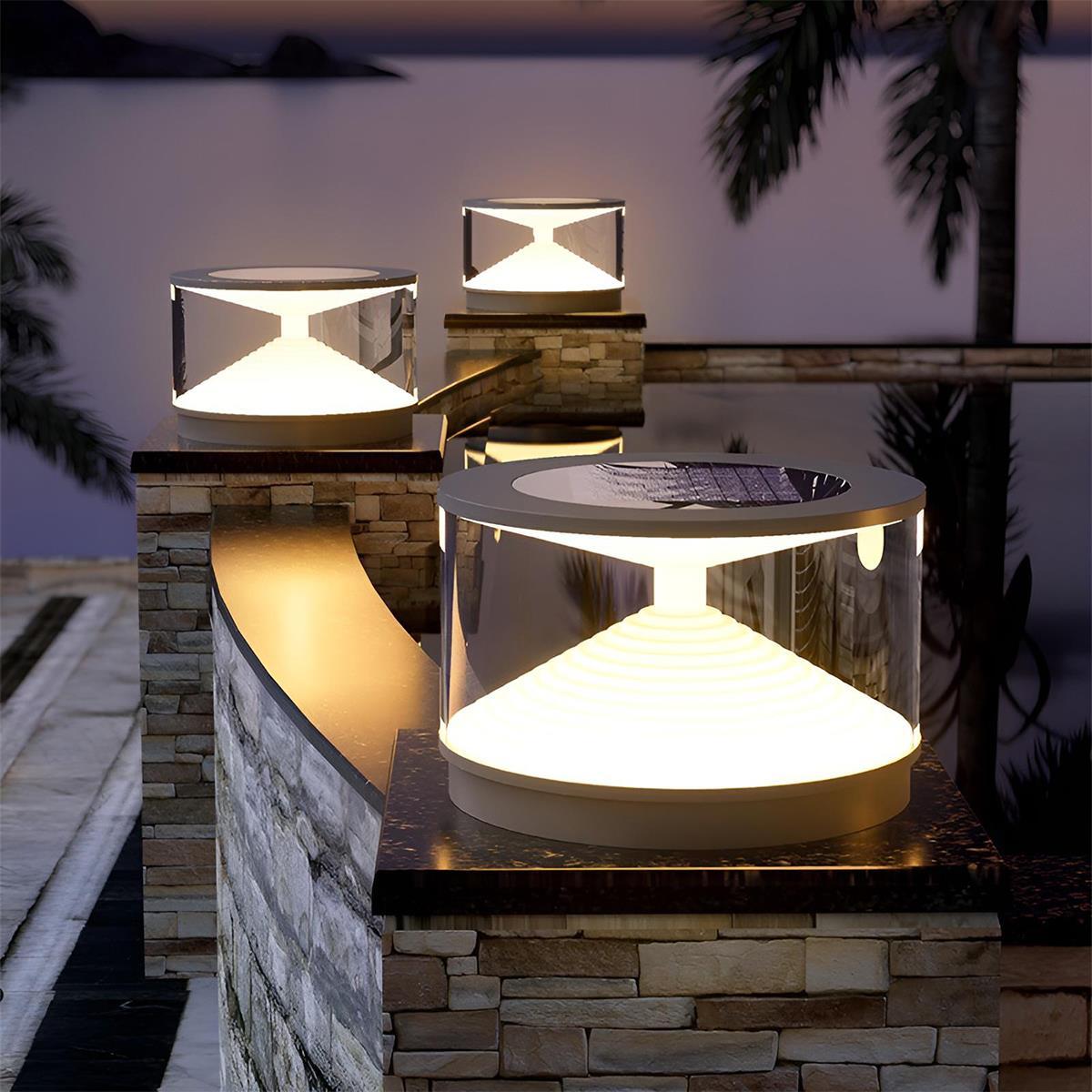 Gray Waterproof Solar Hourglass Outdoor Post Lights - Flare Shack