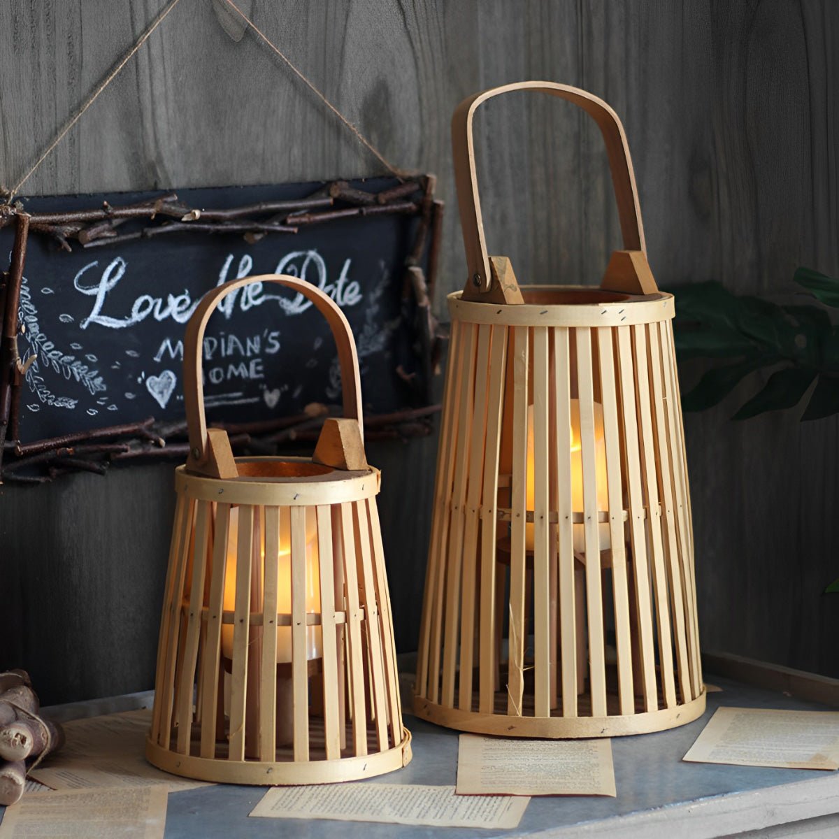 Handmade Bamboo Rattan LED Candle Lantern - Flare Shack