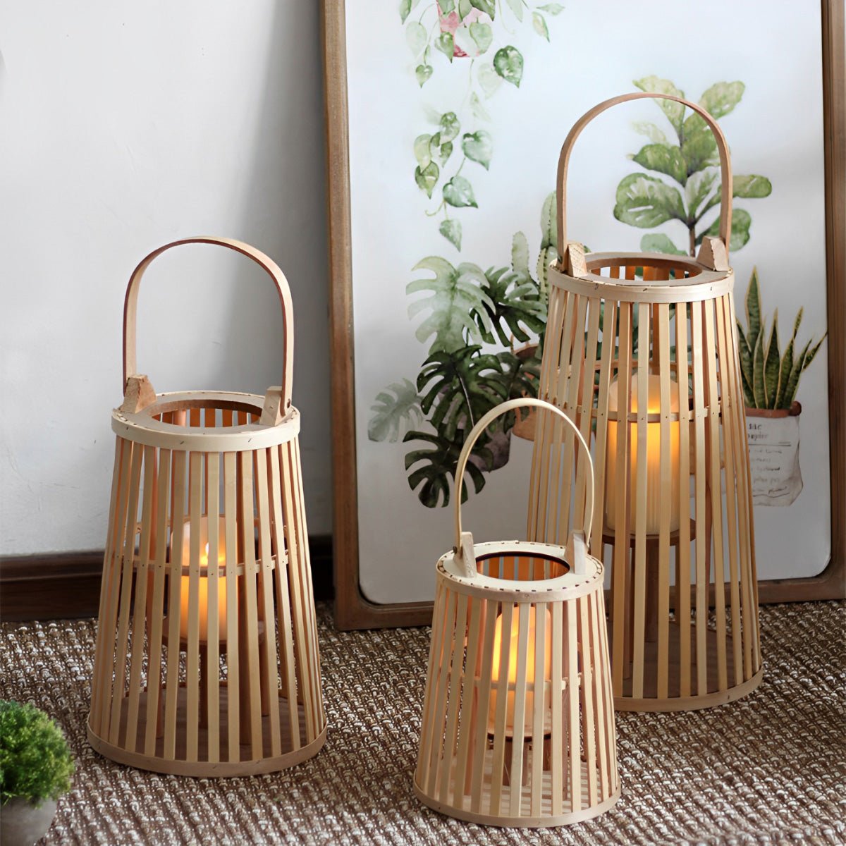 Handmade Bamboo Rattan LED Candle Lantern - Flare Shack