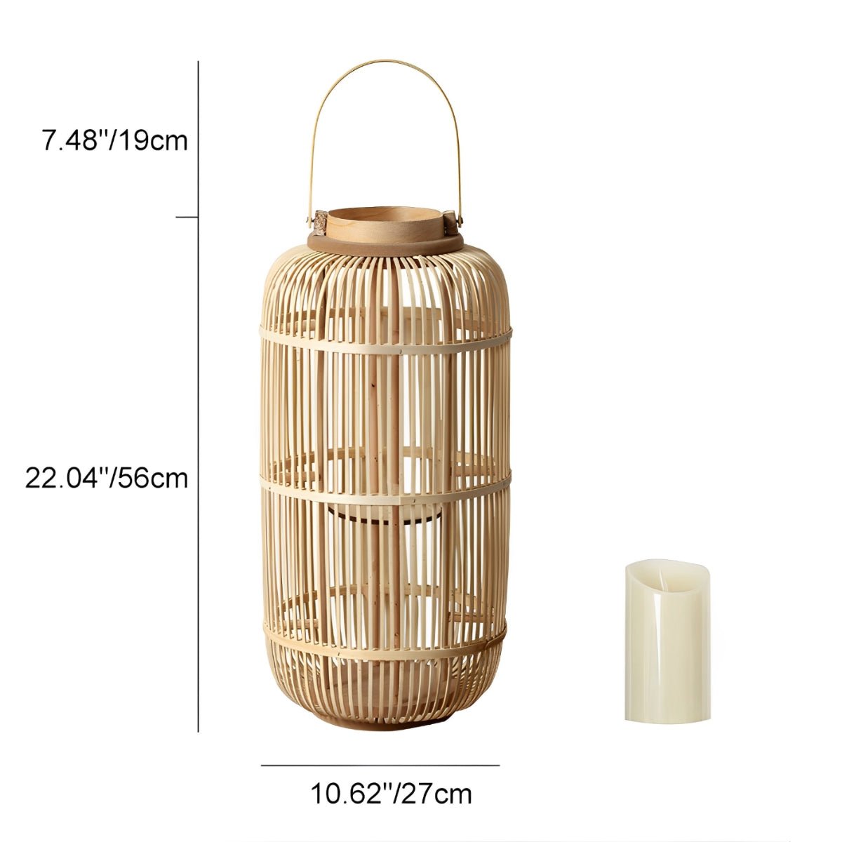 Handmade Bamboo Weaving LED Candle Lantern Floor Lamp