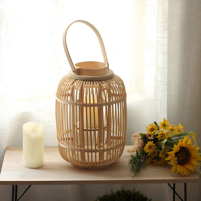 Handmade Bamboo Weaving LED Candle Lantern Floor Lamp - Flare Shack
