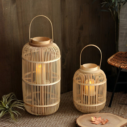Handmade Bamboo Weaving LED Candle Lantern Floor Lamp - Flare Shack
