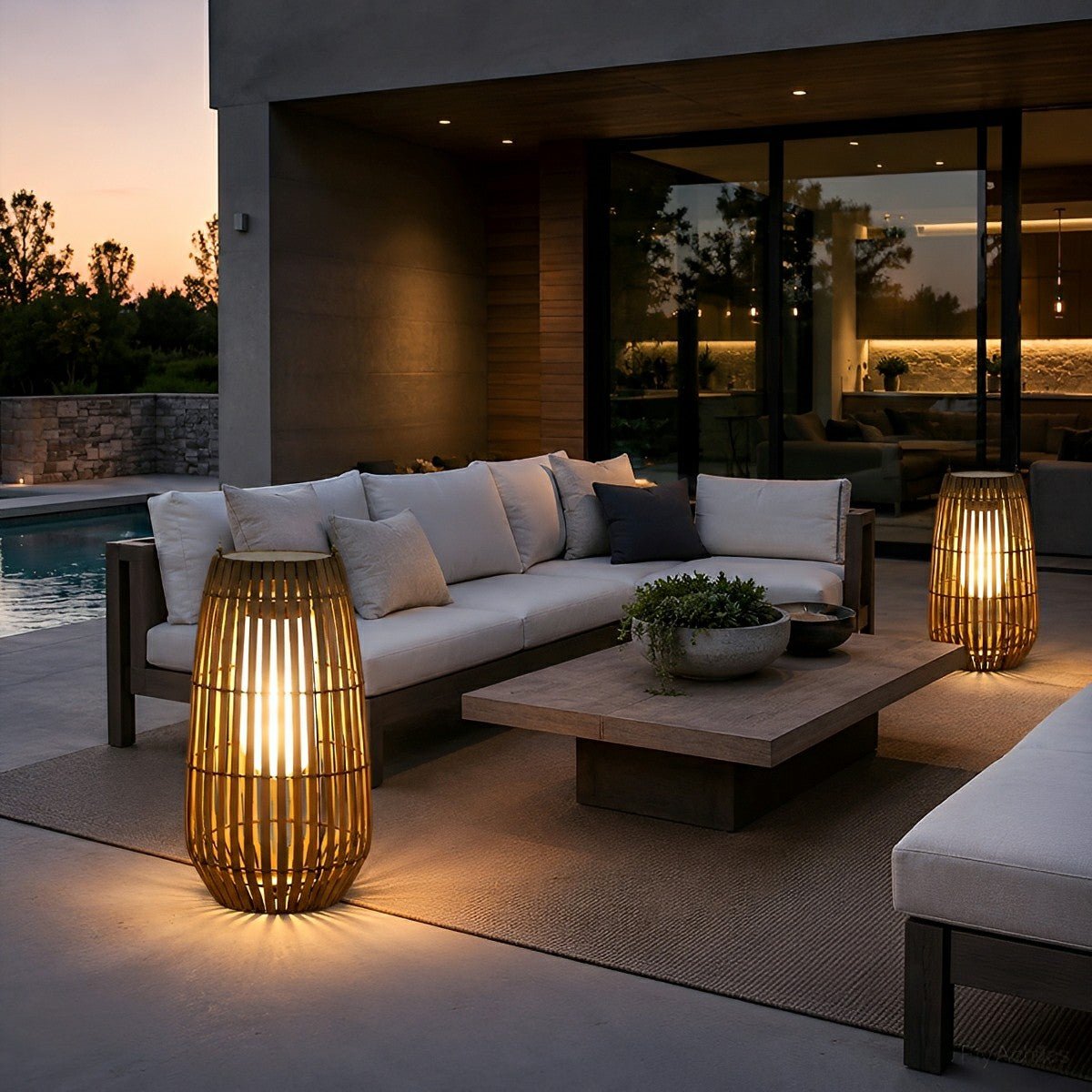Handmade Rattan Hanging Lantern LED Waterproof Outdoor Lights - Flare Shack