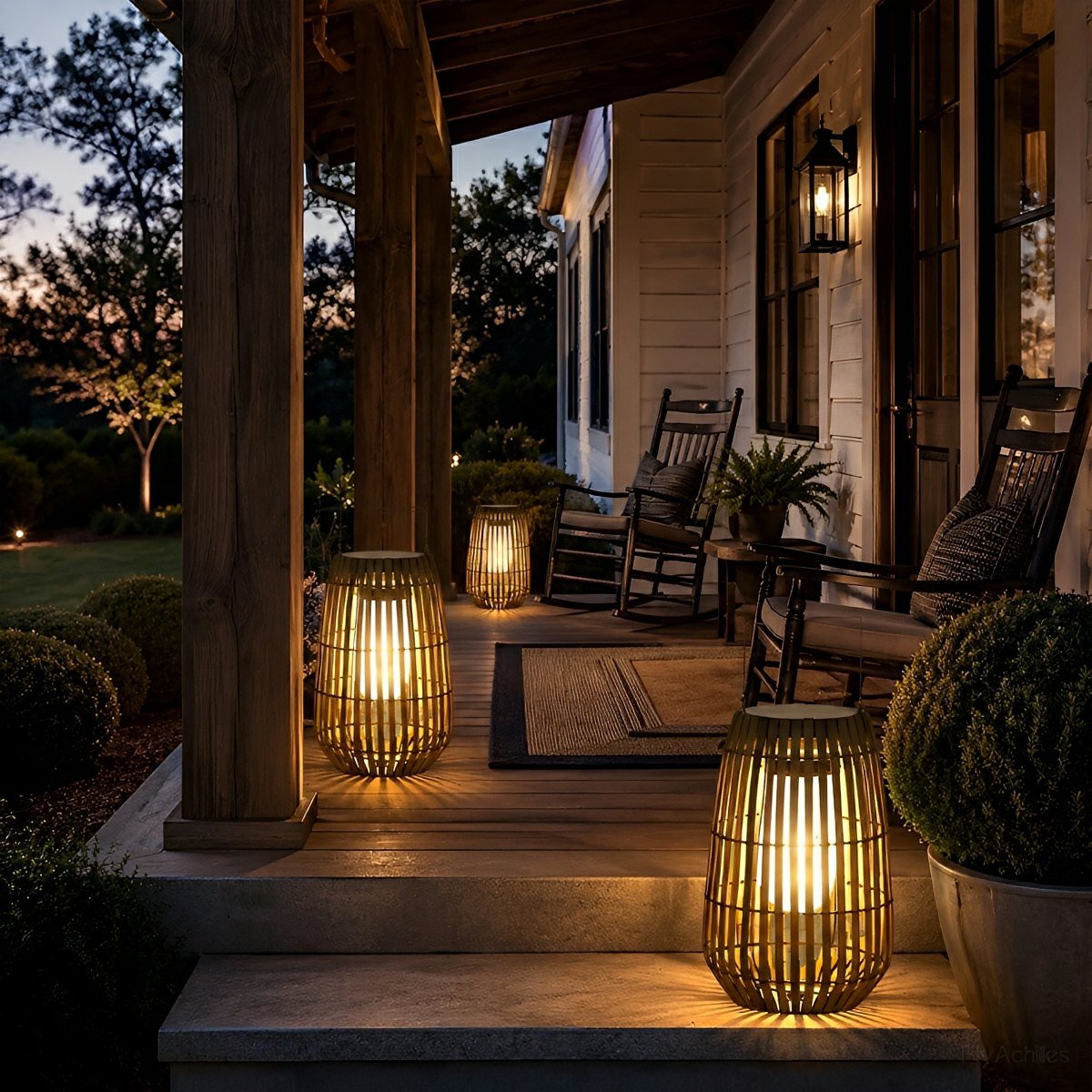 Handmade Rattan Hanging Lantern LED Waterproof Outdoor Lights - Flare Shack