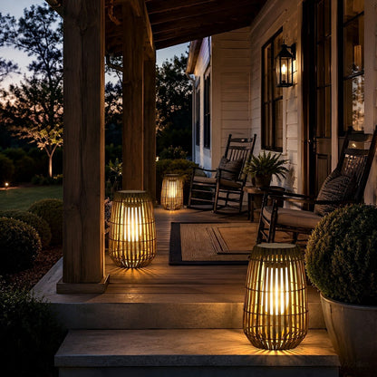 Handmade Rattan Hanging Lantern LED Waterproof Outdoor Lights - Flare Shack