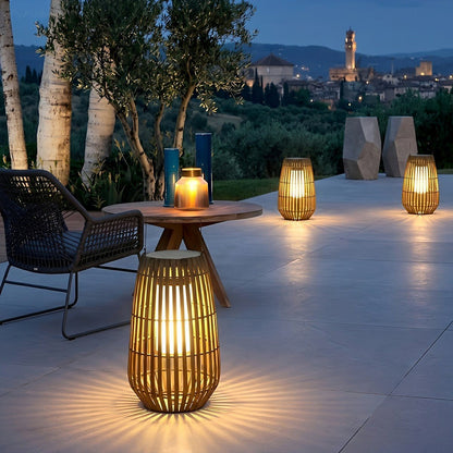 Handmade Rattan Hanging Lantern LED Waterproof Outdoor Lights