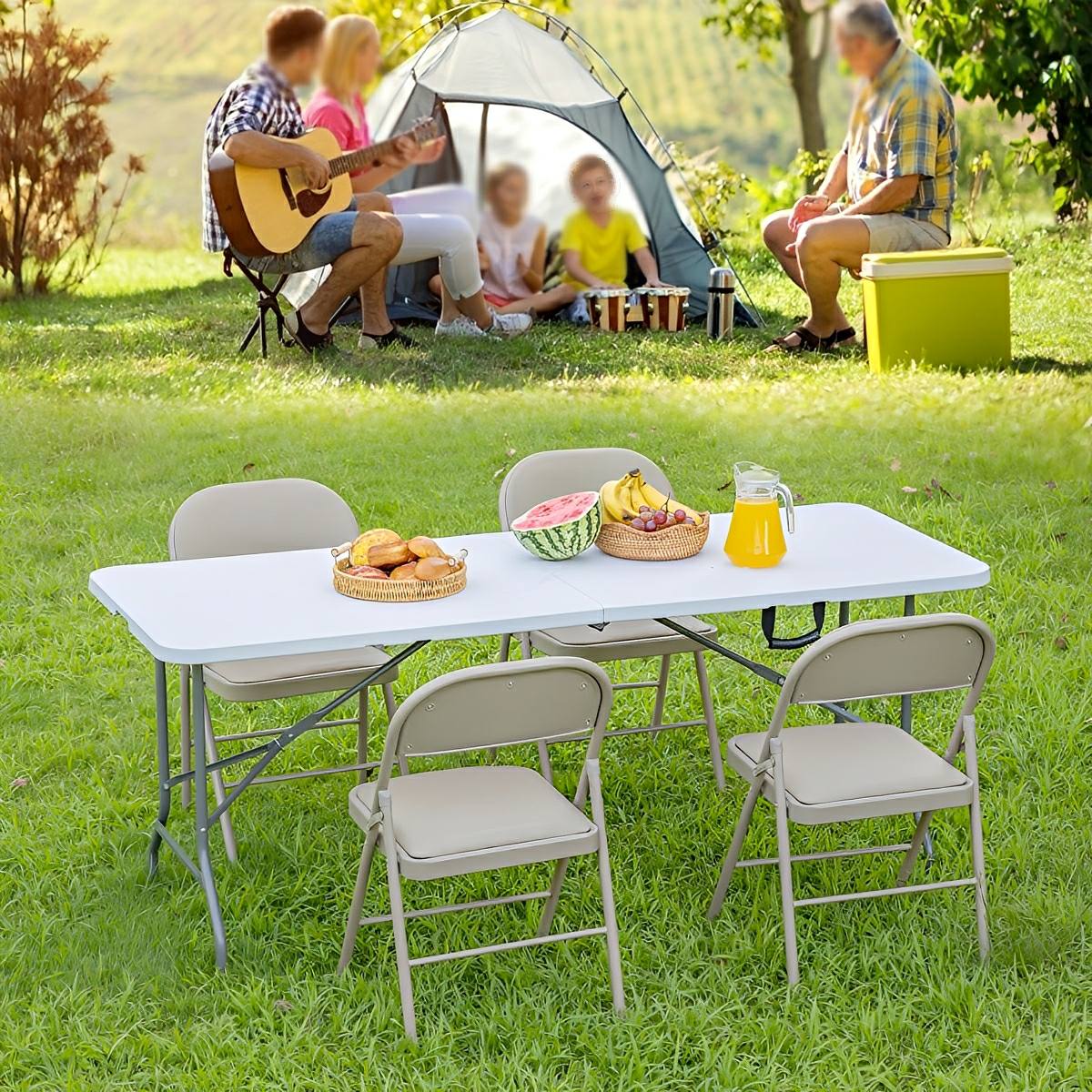 Heavy Duty Folding Table with Handle – For Camping