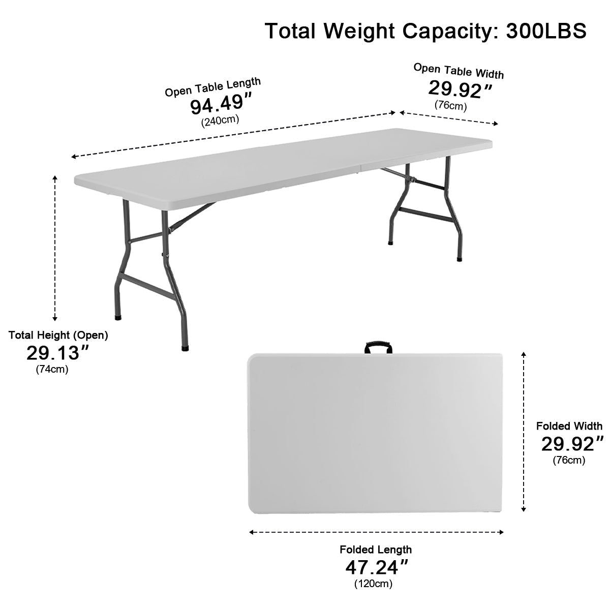 Heavy Duty Folding Table with Handle – For Camping