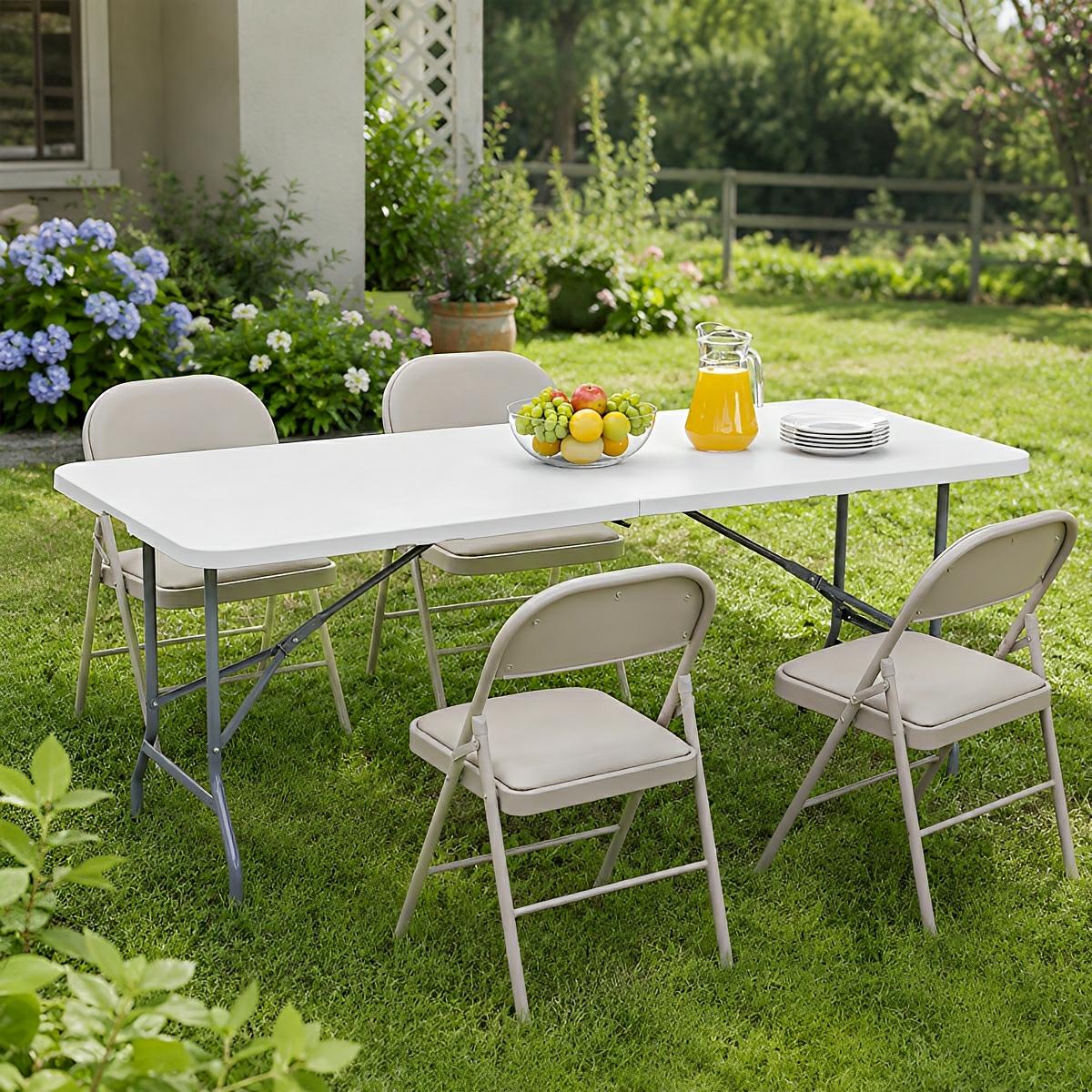 Heavy Duty Folding Table with Handle – For Camping