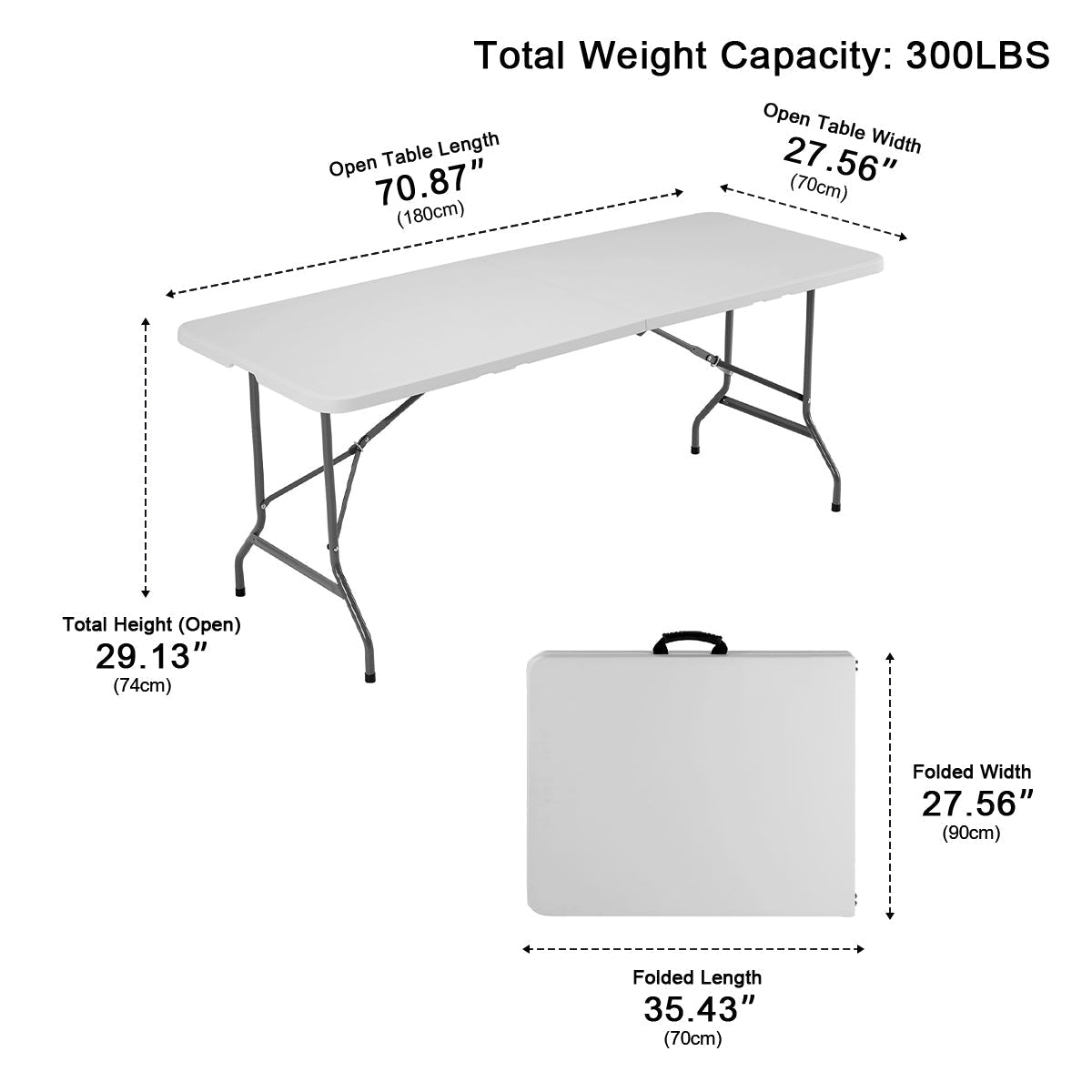 Heavy Duty Folding Table with Handle – For Camping