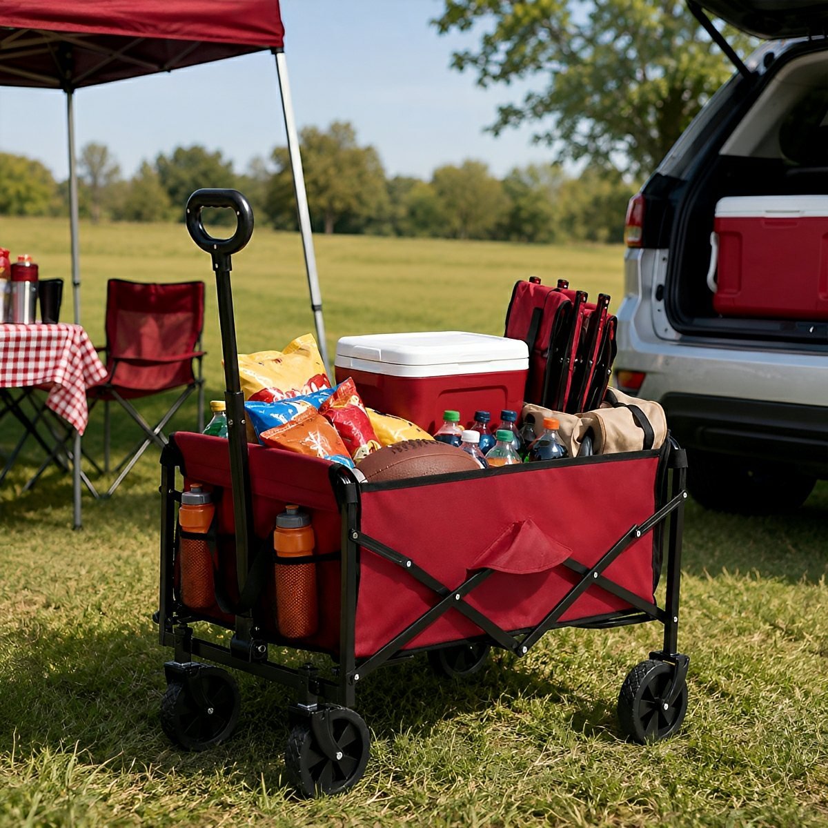 Heavy Duty Folding Utility Wagon Cart Outdoor Trolley