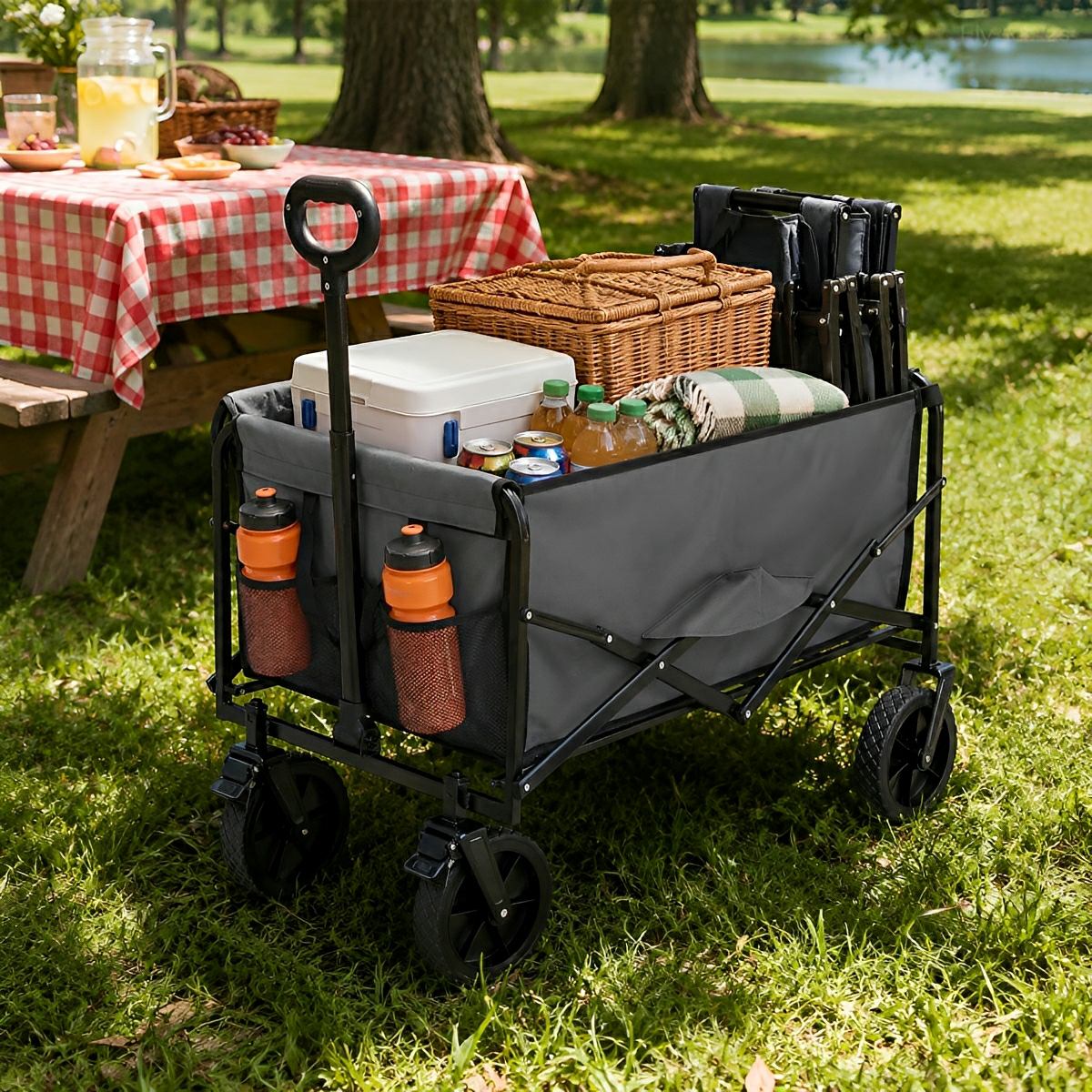 Heavy Duty Folding Utility Wagon Cart Outdoor Trolley