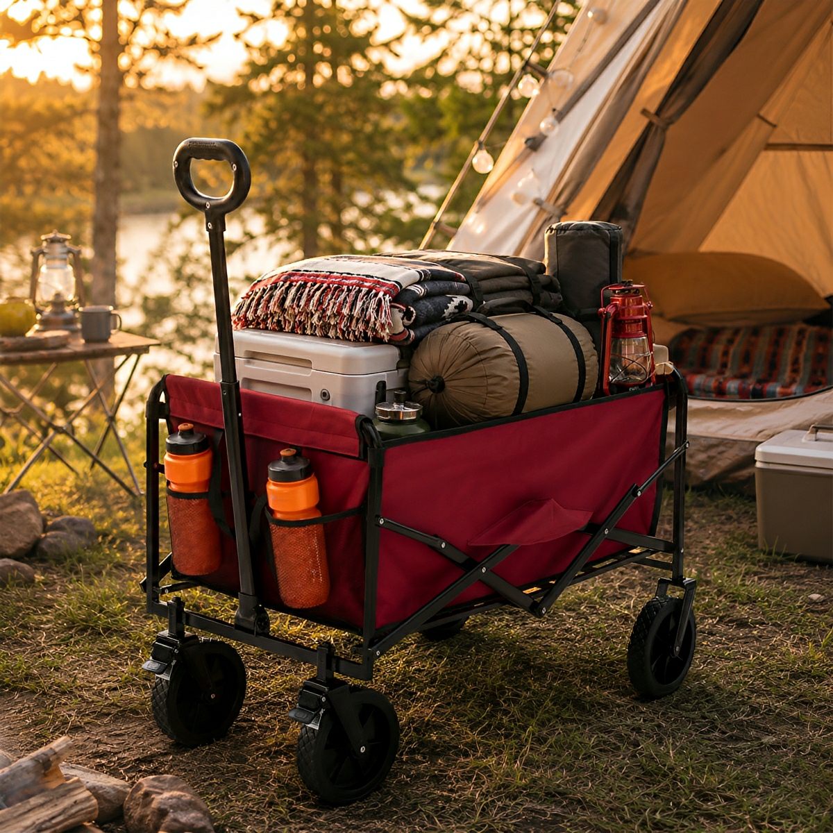 Heavy Duty Folding Utility Wagon Cart Outdoor Trolley