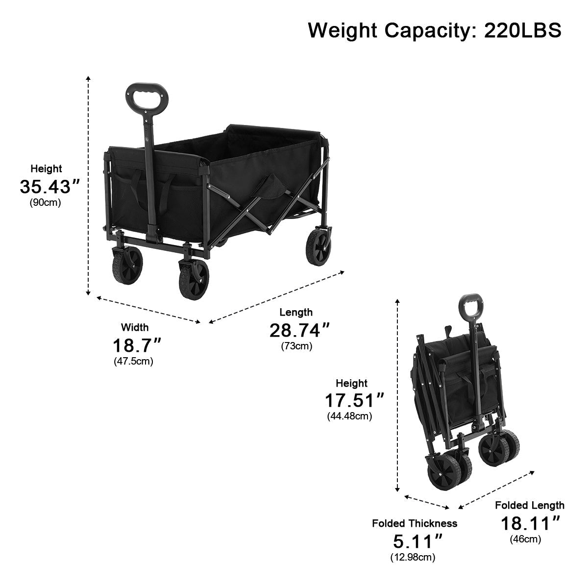 Heavy Duty Folding Utility Wagon Cart Outdoor Trolley