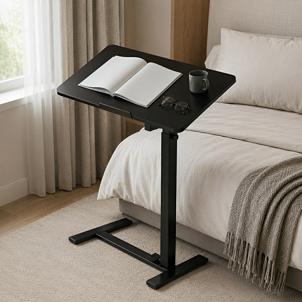 Height-Adjustable Bedside Table on Wheels – Portable - Flare Shack