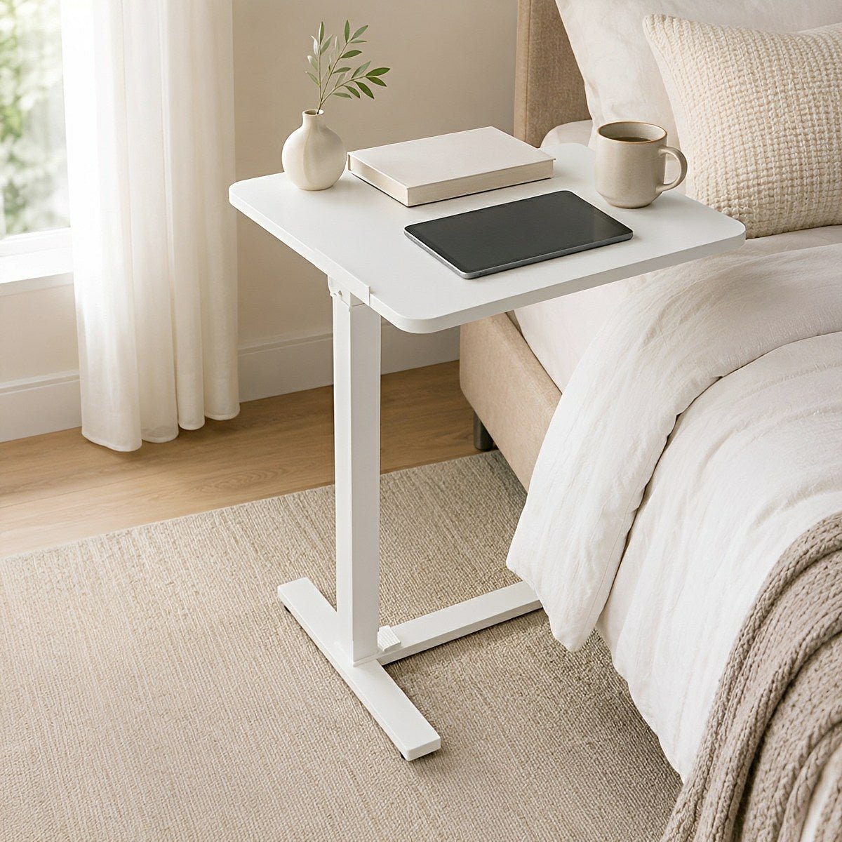 Height-Adjustable Bedside Table on Wheels – Portable - Flare Shack