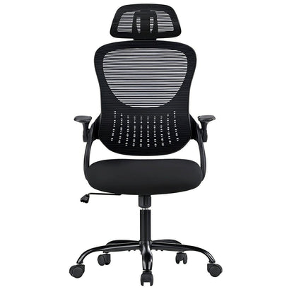 High Back Mesh Office Chair – Adjustable Headrest, Flip Arms