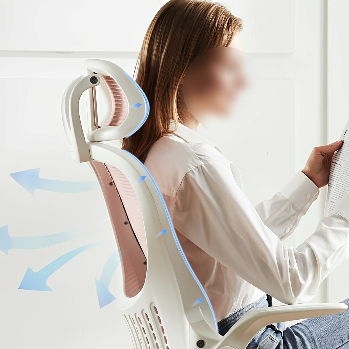 High Back Mesh Office Chair – Adjustable Headrest, Flip Arms