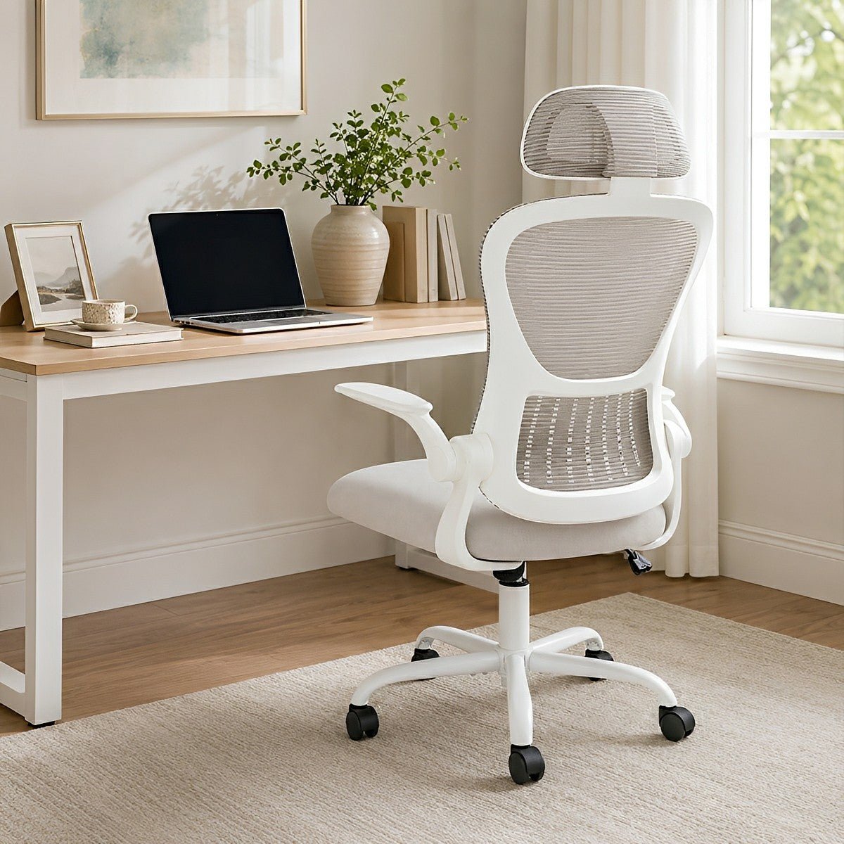 High Back Mesh Office Chair – Adjustable Headrest, Flip Arms - Flare Shack
