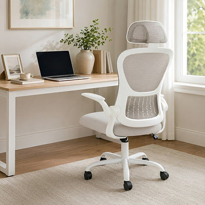 High Back Mesh Office Chair – Adjustable Headrest, Flip Arms - Flare Shack