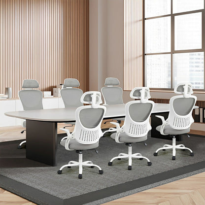 High Back Mesh Office Chair – Adjustable Headrest, Flip Arms