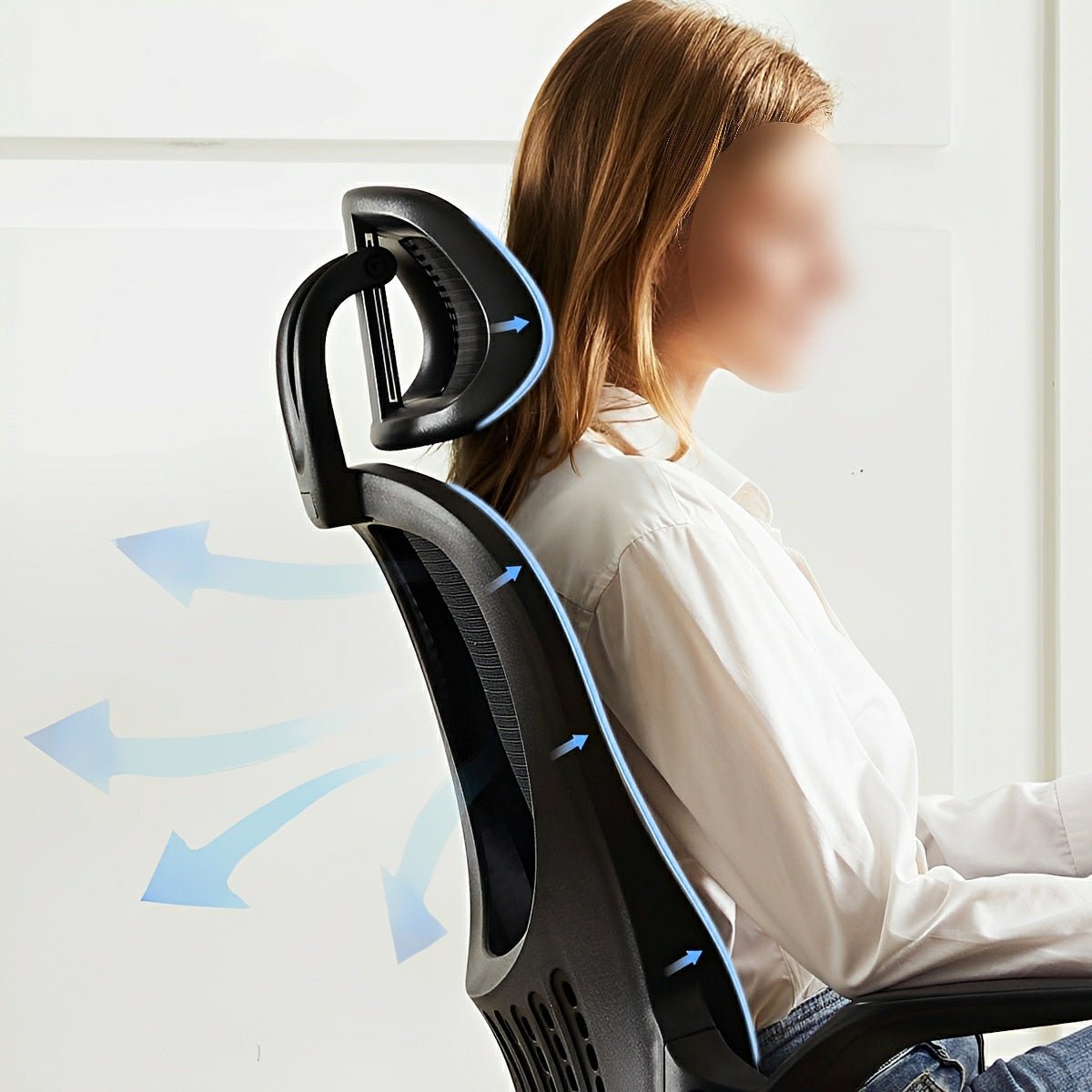 High Back Mesh Office Chair – Adjustable Headrest, Flip Arms