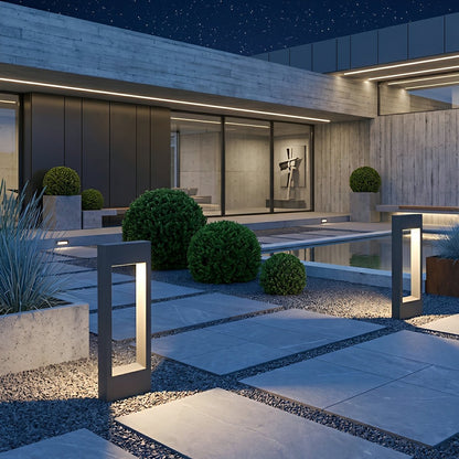 Hollow Square Waterproof LED Black Modern Outdoor Lawn Light Post Lights - Flare Shack