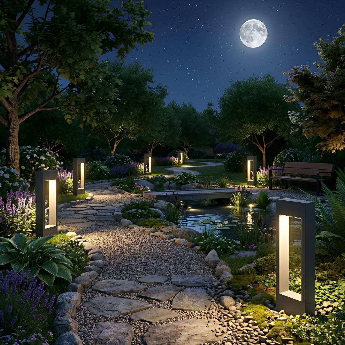 Hollow Square Waterproof LED Black Modern Outdoor Lawn Light Post Lights - Flare Shack