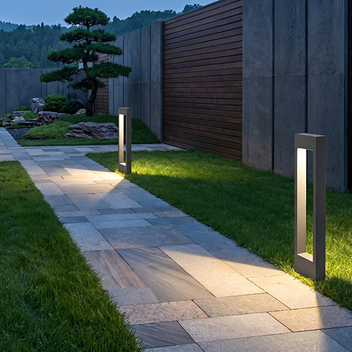 Hollow Square Waterproof LED Black Modern Outdoor Lawn Light Post Lights - Flare Shack