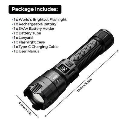 Flashlight 100K Lumens Rechargeable LED Waterproof Camping