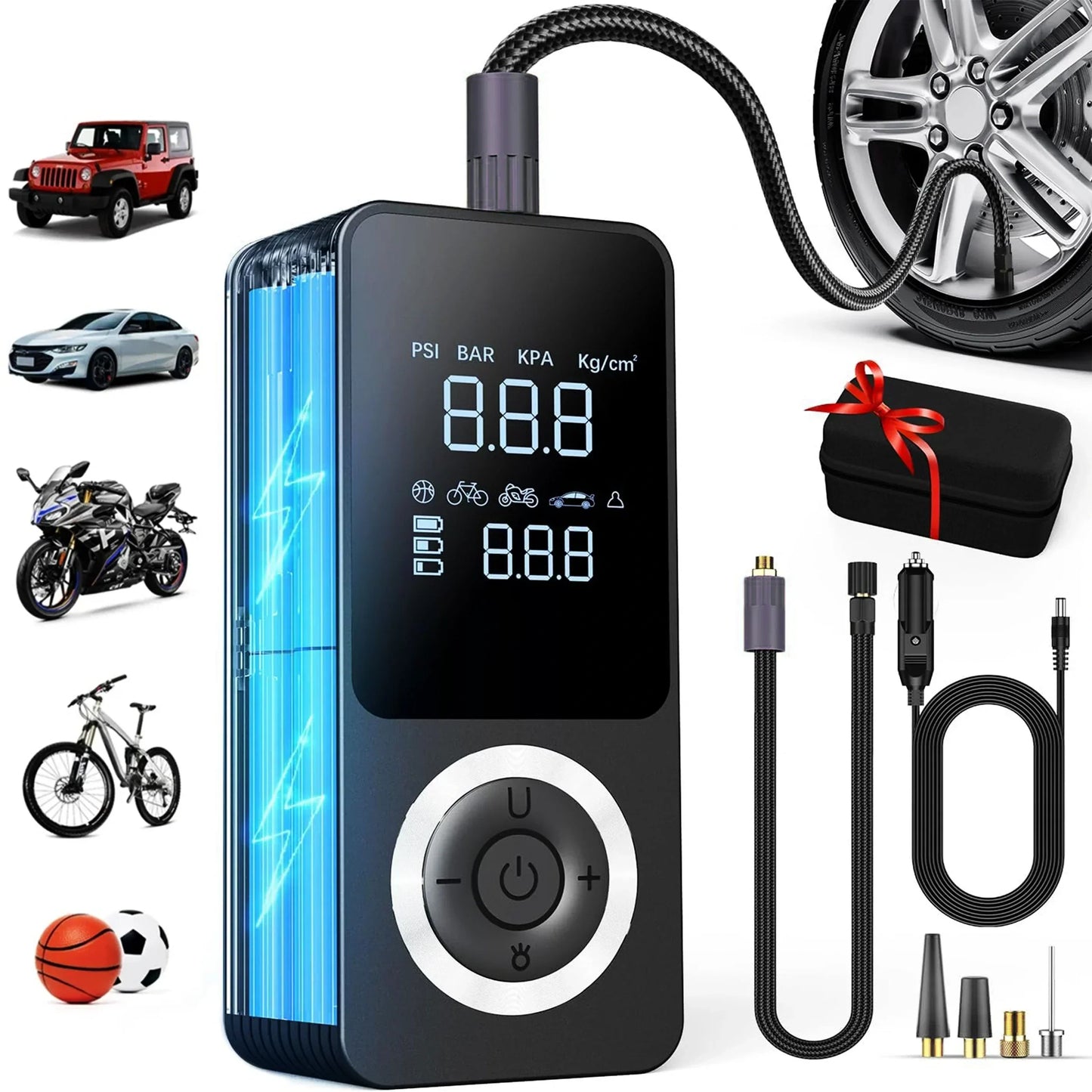 Tire Inflator Portable Digital Pump With Auto Shutoff
