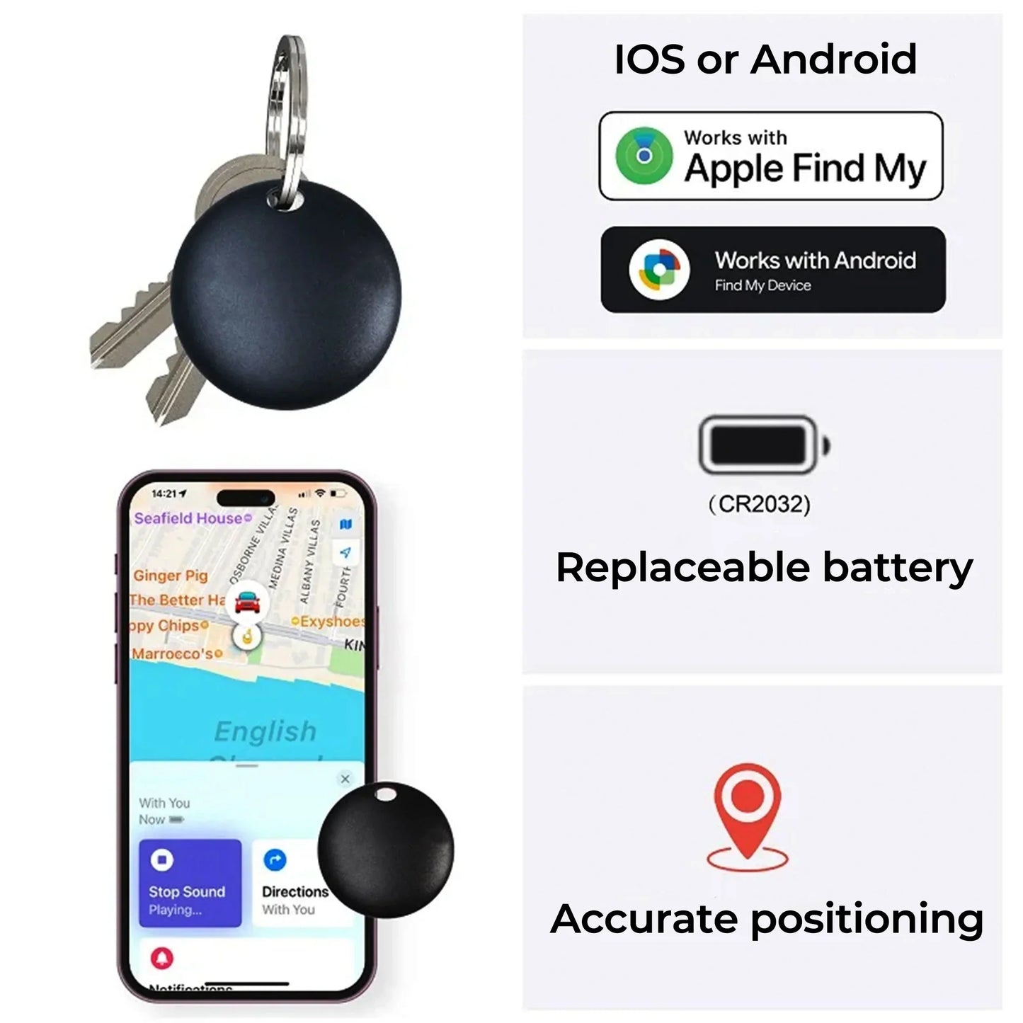 Airtag GPS Tracker Key Finder Bluetooth Locator No SIM