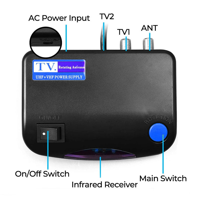 Outdoor HD TV Antenna 990 Mile Range Rotatable Mast