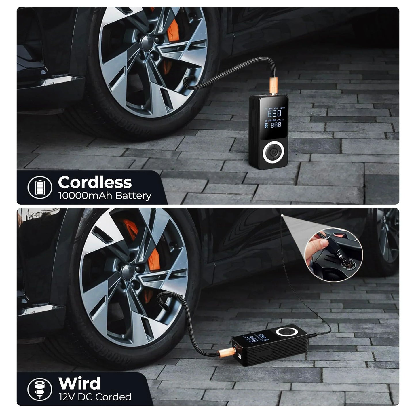 Tire Inflator Portable Digital Pump With Auto Shutoff