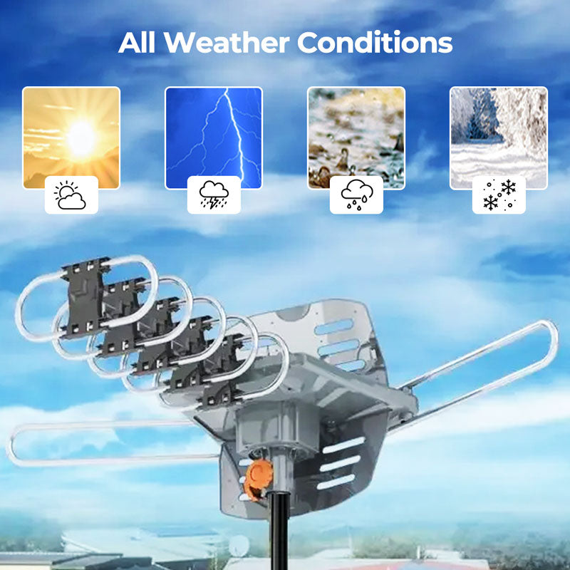 Outdoor HD TV Antenna 990 Mile Range Rotatable Mast