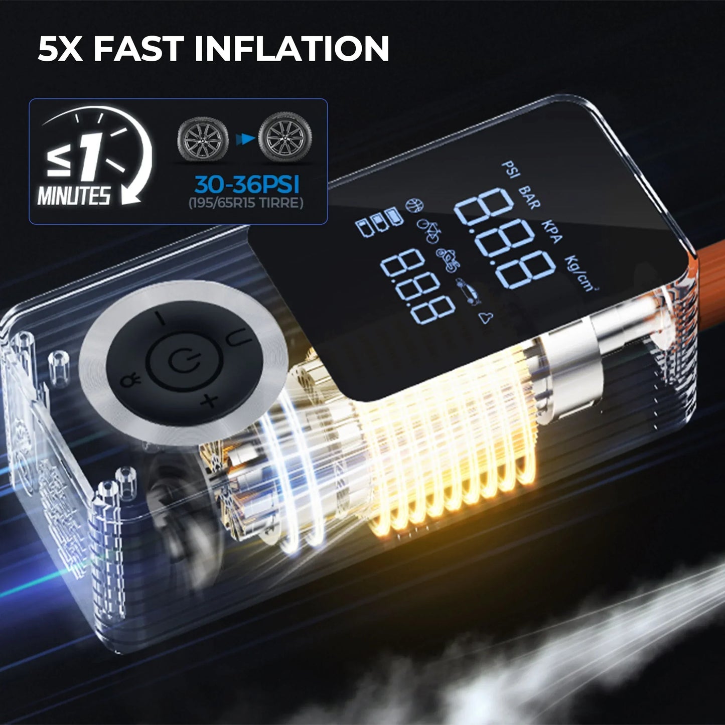 Tire Inflator Portable Digital Pump With Auto Shutoff