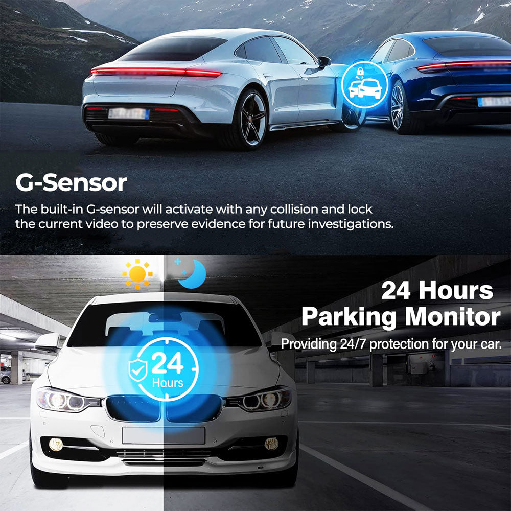 UHD Dual Dash Cam With Night Vision And Parking Monitor