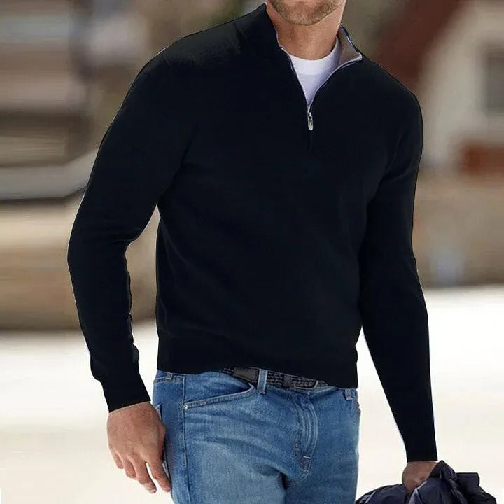 Men's Cashmere Zipper Basic Sweater