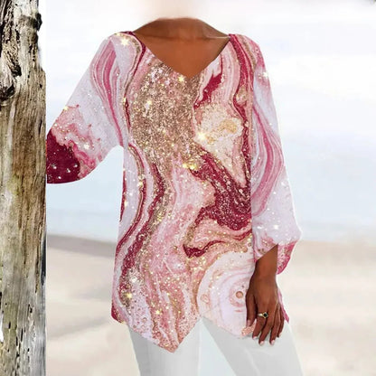 Women's vintage V-neck top with elegant fit
