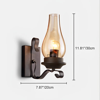 Indoor Industrial LED Kerosene Oil Lamp Wall Sconces