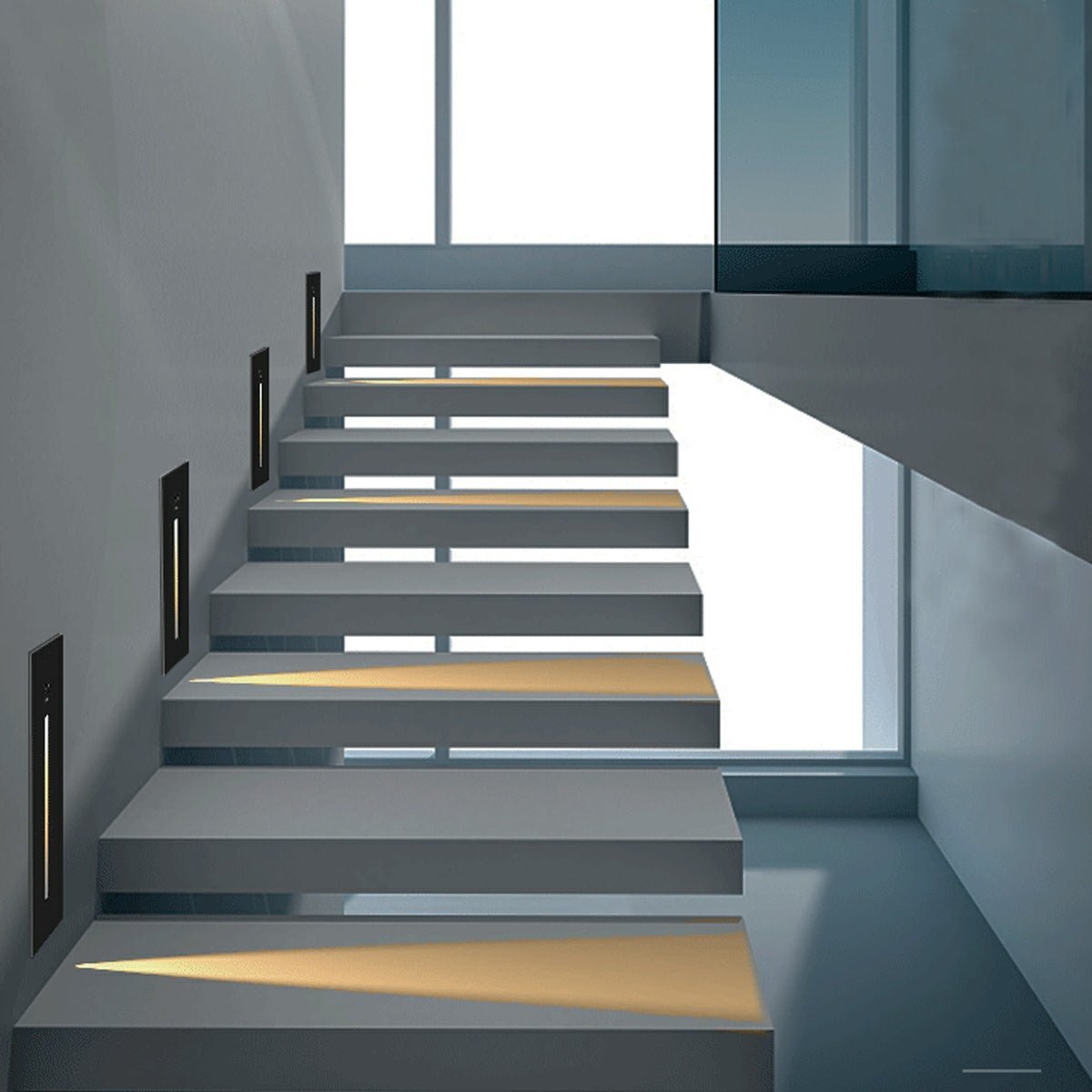 Indoor Minimalist Motion Sensor LED Recessed Stairway Wall Lights - Flare Shack