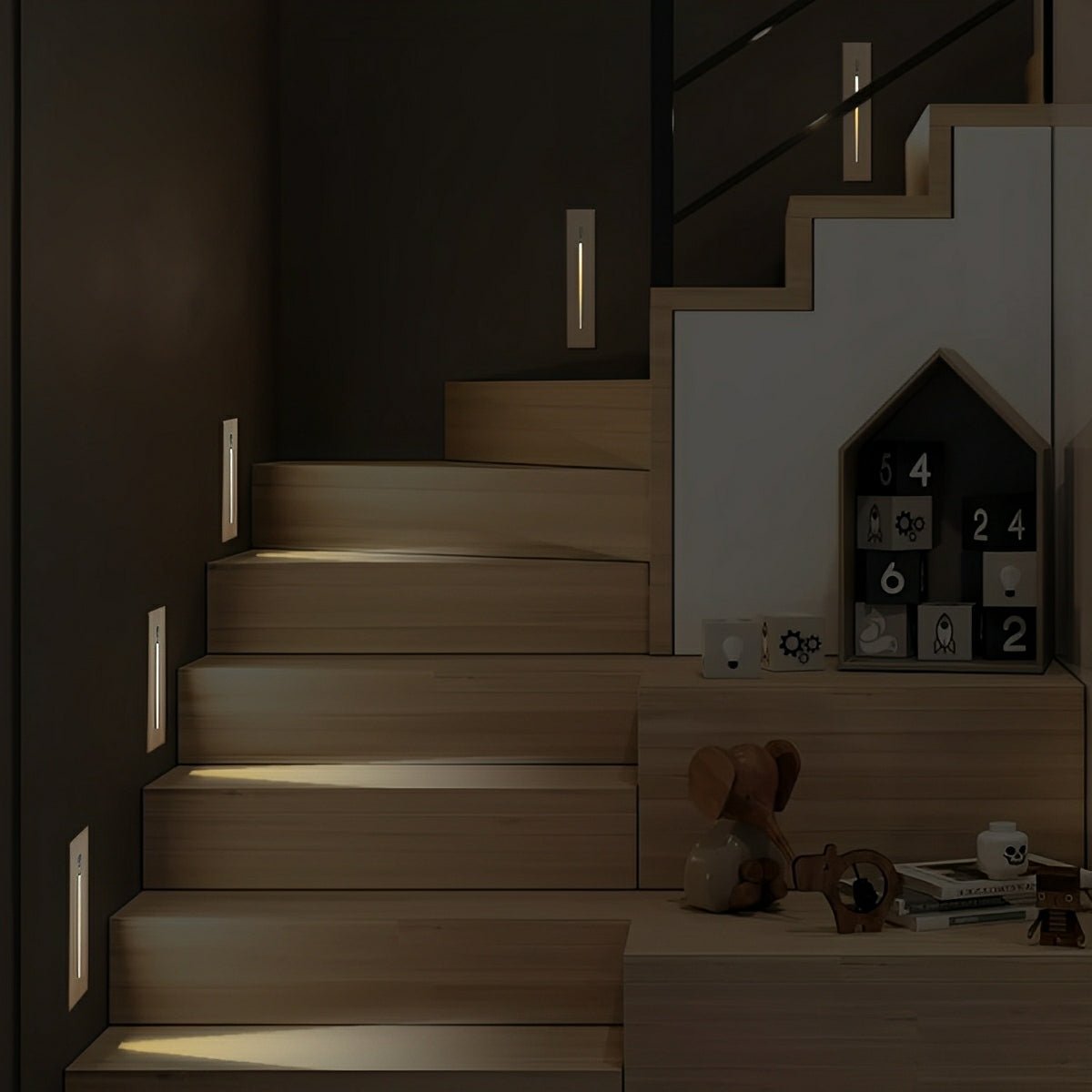 Indoor Minimalist Motion Sensor LED Recessed Stairway Wall Lights - Flare Shack
