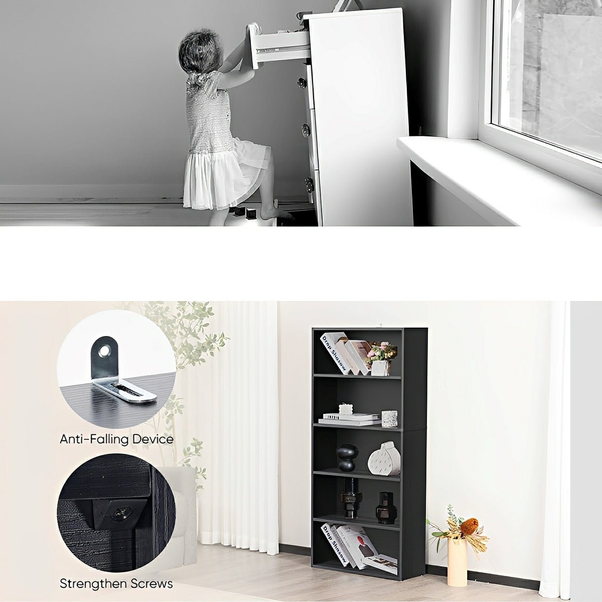 Industrial Bookcase Open Storage Shelf