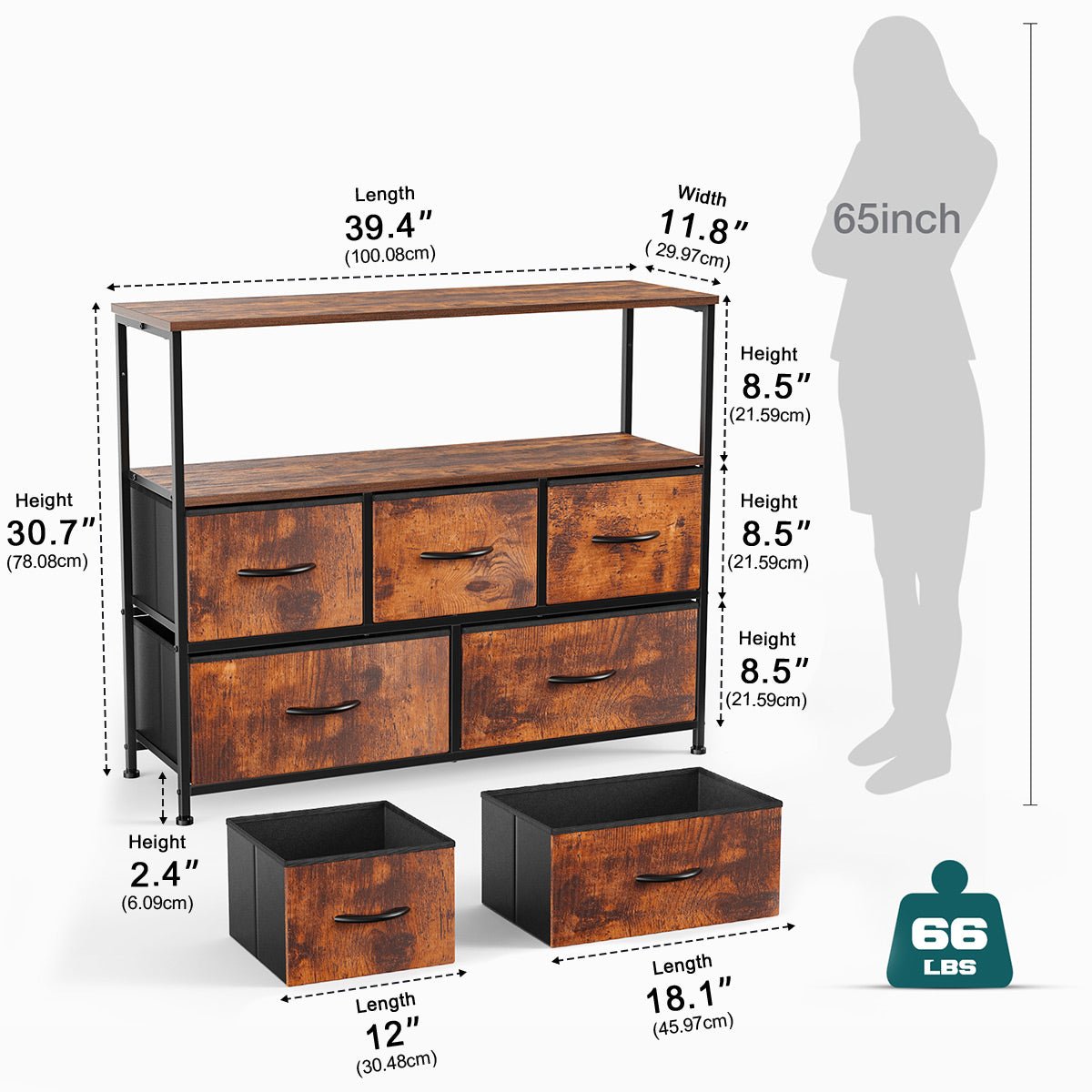 Large Capacity 5-10 Drawer Fabric Storage Cabinet Organizer