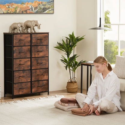 Large Capacity 5-10 Drawer Fabric Storage Cabinet Organizer